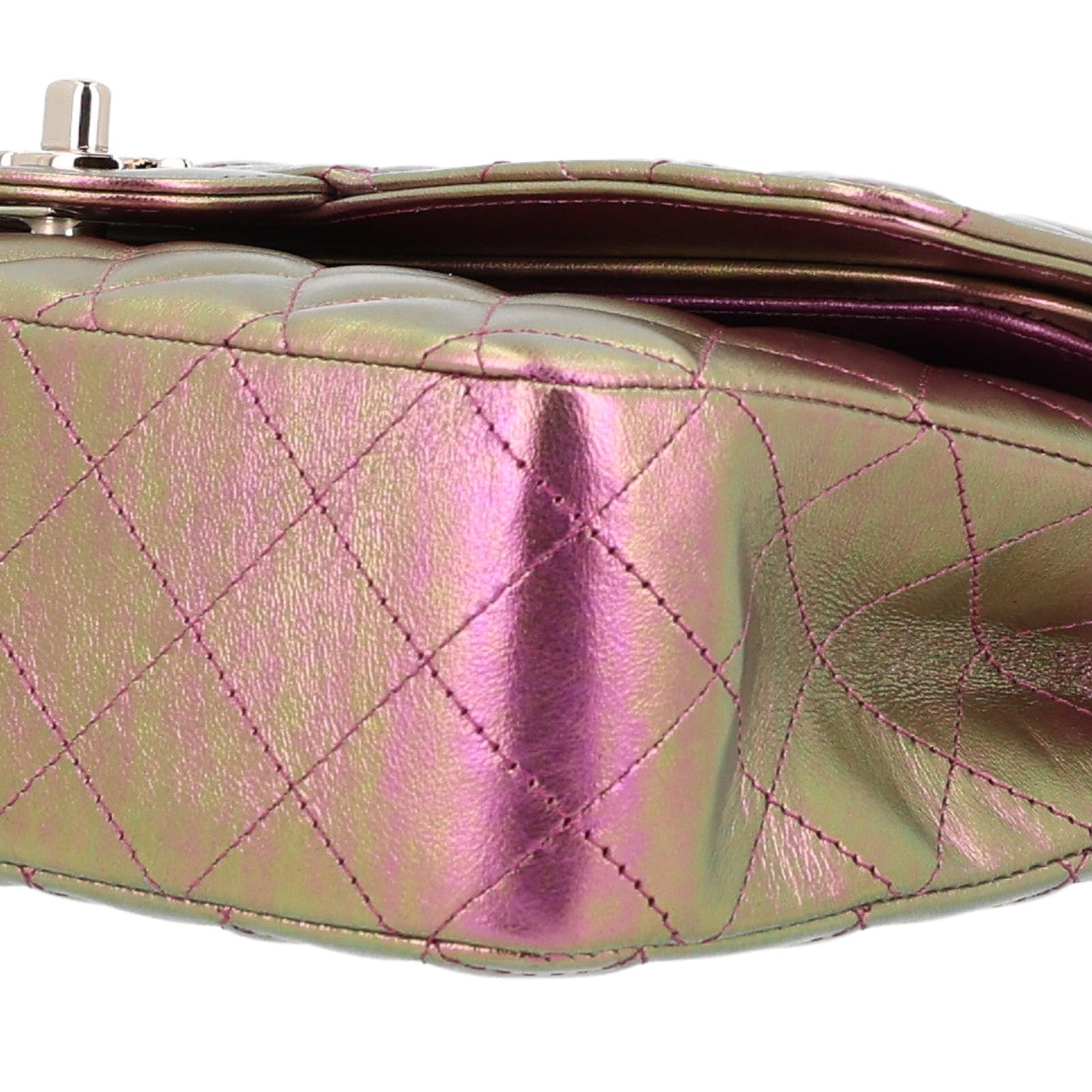 Iridescent Lambskin Quilted Medium Double Flap Purple wholesalehk.shop