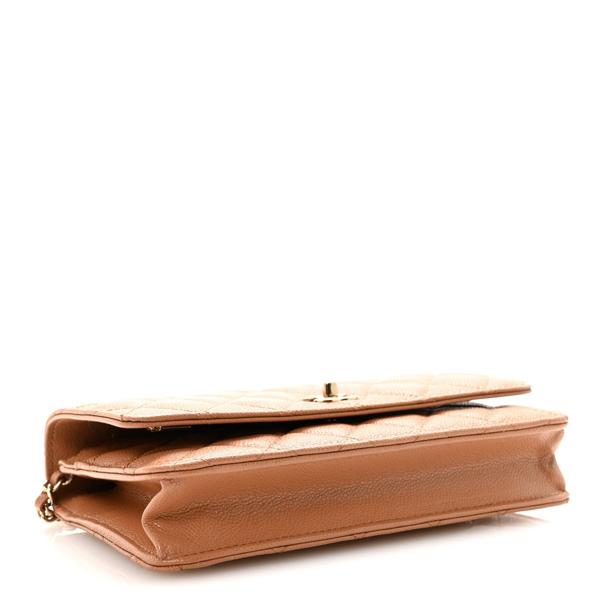 Caviar Quilted CC Turnlock Wallet On Chain WOC Brown wholesalehk.shop