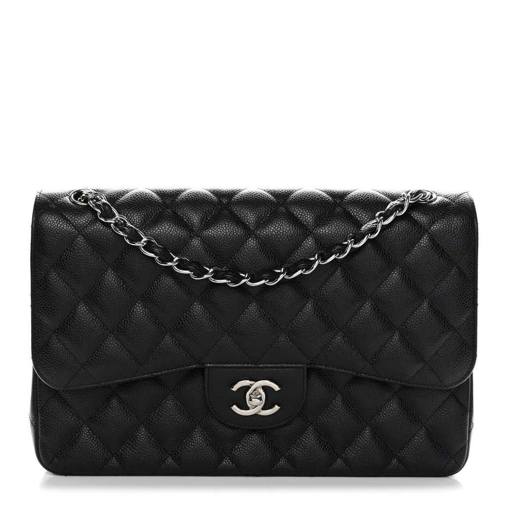 Caviar Quilted Jumbo Double Flap Black wholesalehk.shop