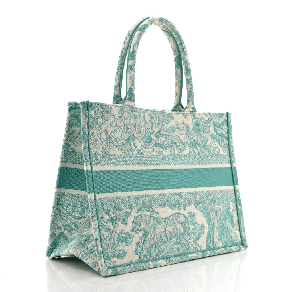Canvas Embroidered Medium Dioriviera Toile De Jouy Book Tote Aquamarina £¨ Direct shipment via from wholesalehk.shop