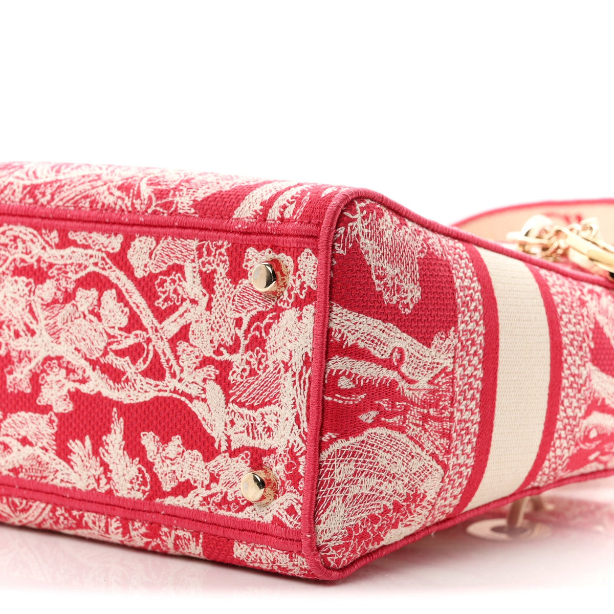Canvas Toile De Jouy Reverse Embroidered Medium Lady D-Lite Red wholesalehk.shop