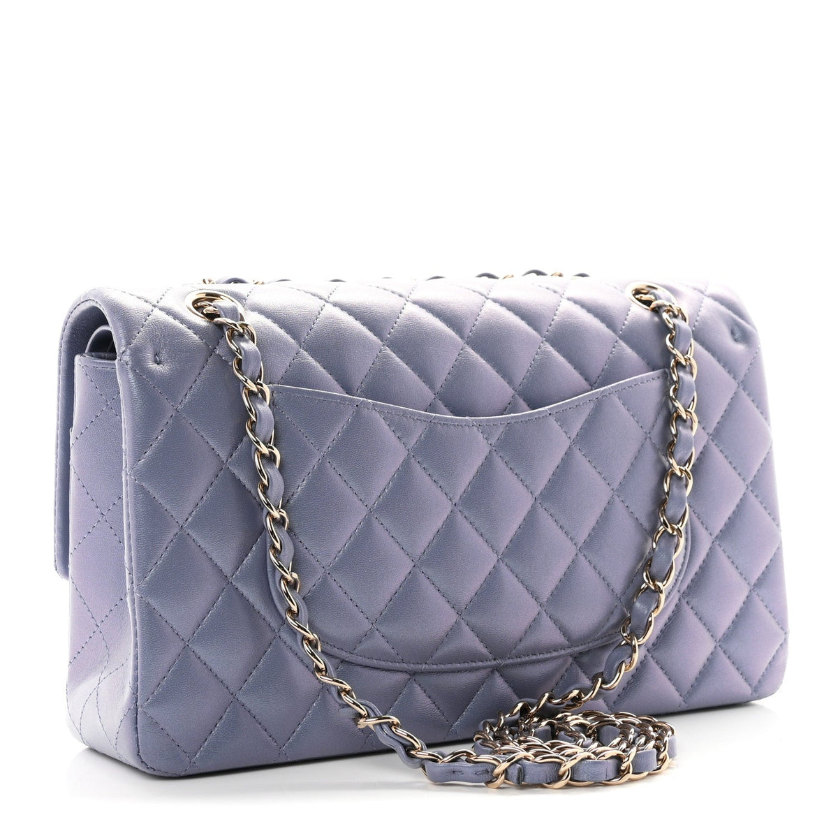 Iridescent Lambskin Quilted Medium Double Flap Light Purple wholesalehk.shop