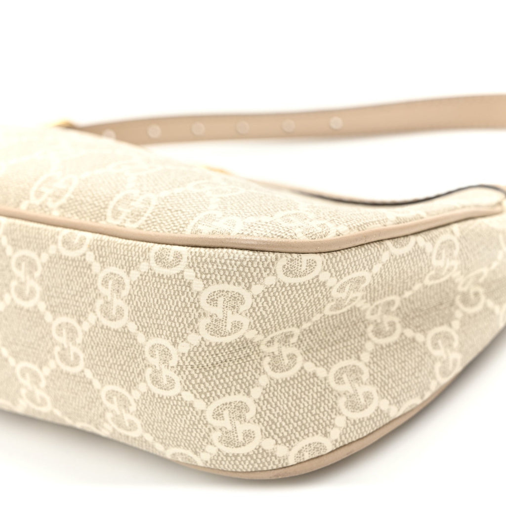 GG Supreme Monogram Textured Dollar Calfskin Small Ophidia Hobo Beige Mystic White Oatmeal wholesalehk.shop