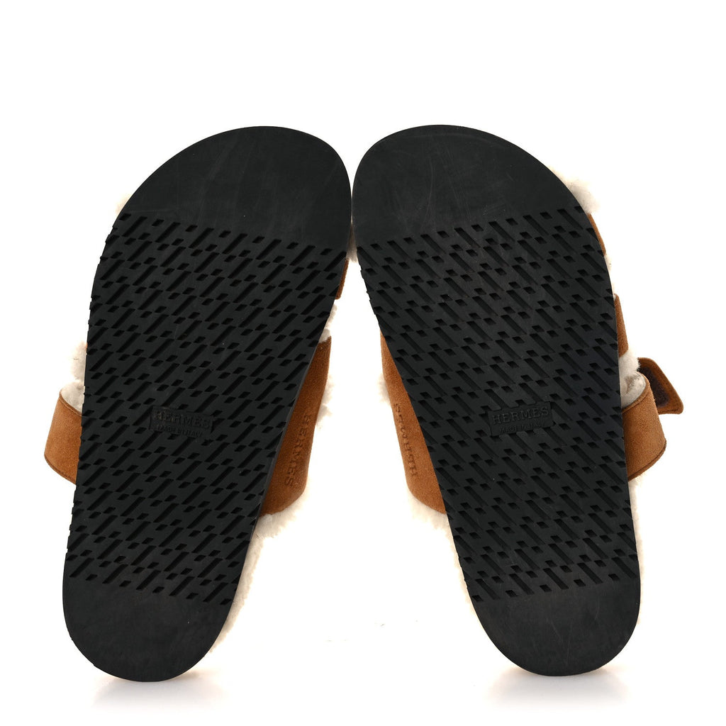 Suede Goatskin Woolskin Womens Chypre Sandals 36.5 Naturel Ecru wholesalehk.shop