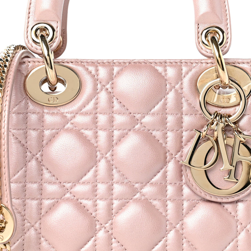 Metallic Lambskin Cannage Mini Lady Dior Lotus wholesalehk.shop
