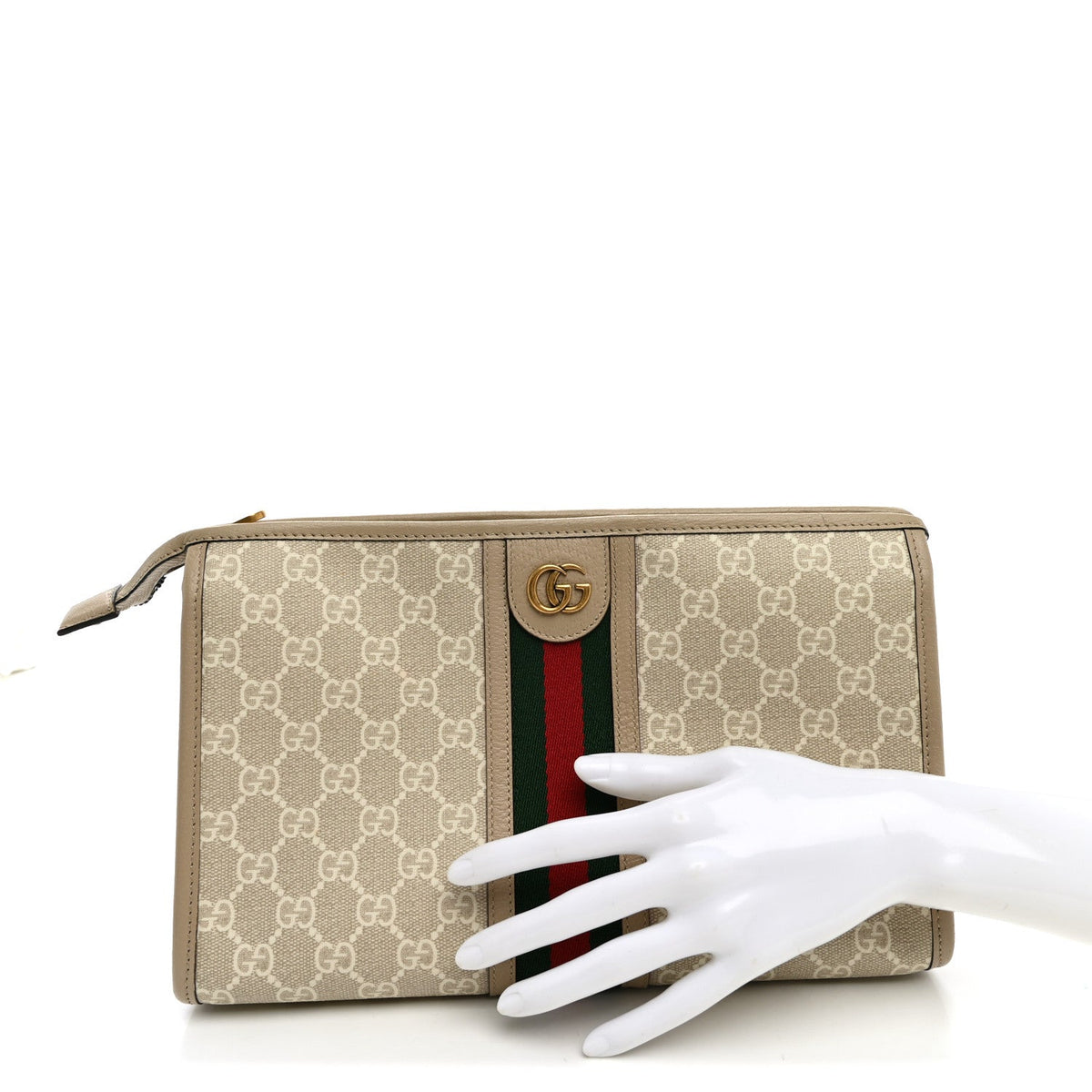 GG Supreme Monogram Web Ophidia GG Toiletry Case Beige Mystic White Oatmeal wholesalehk.shop