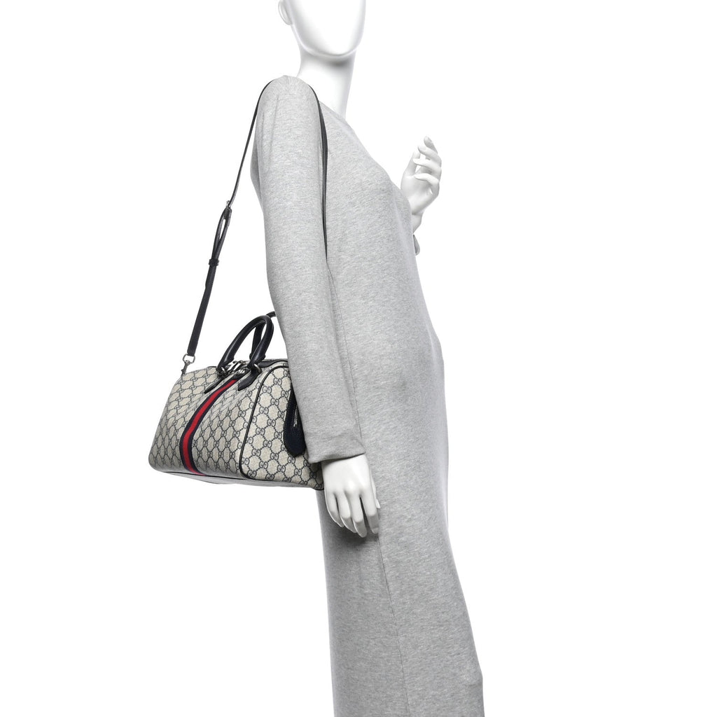 GG Supreme Monogram Web Medium Ophidia Top Handle Bag Beige Blue wholesalehk.shop