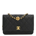 Caviar Quilted Coco Stamps Wallet On Chain WOC Black wholesalehk.shop