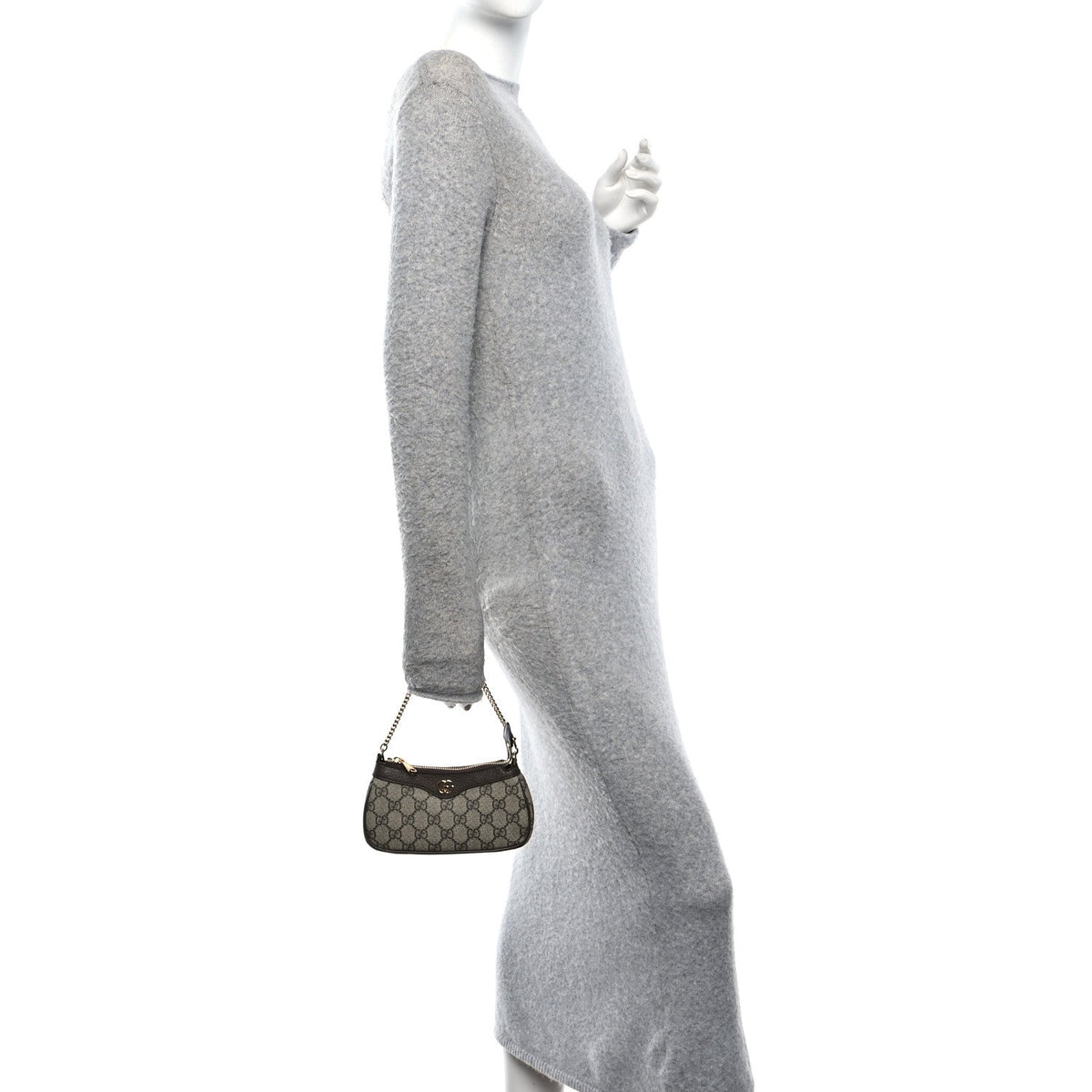 GG Supreme Monogram Textured Dollar Calfskin Mini Ophidia Chain Bag Beige Ebony wholesalehk.shop