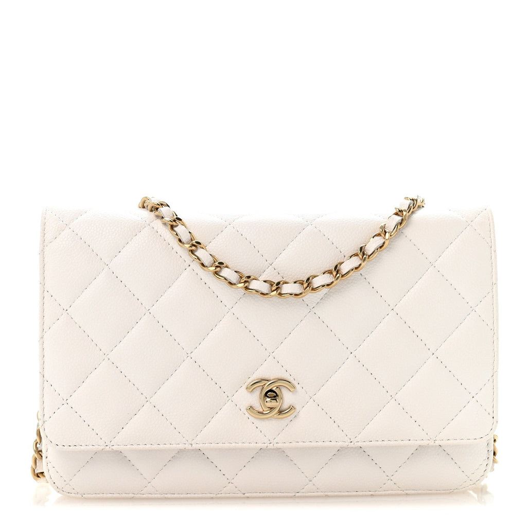 Caviar Quilted CC Turnlock Wallet On Chain WOC White wholesalehk.shop