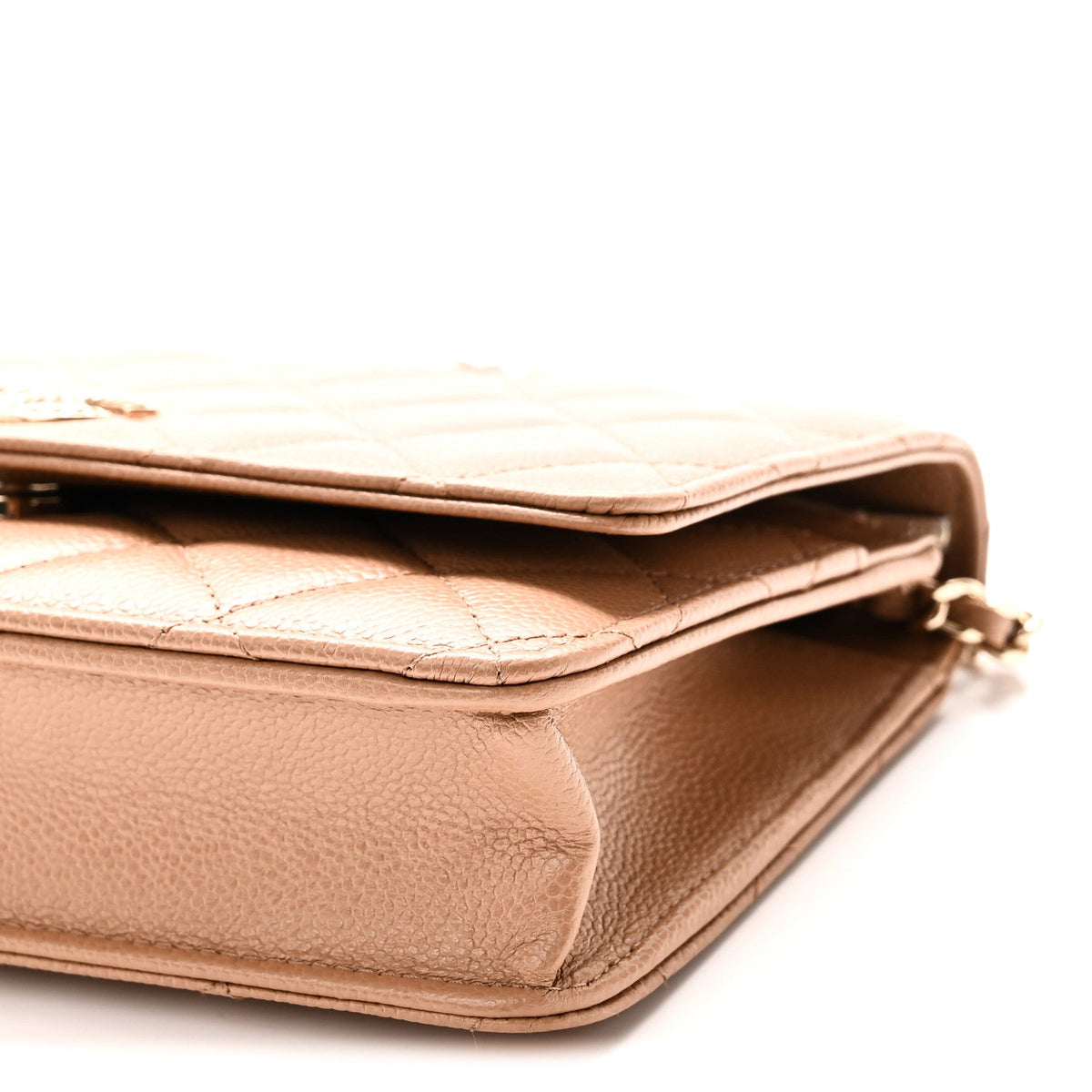 Caviar Quilted Multi Chain Wallet On Chain WOC Beige wholesalehk.shop
