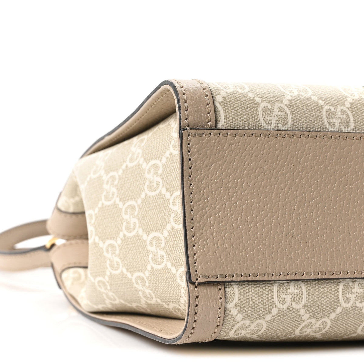 GG Supreme Monogram Textured Dollar Calfskin Web Small Ophidia Tote Bag Beige Mystic White Oatmeal wholesalehk.shop
