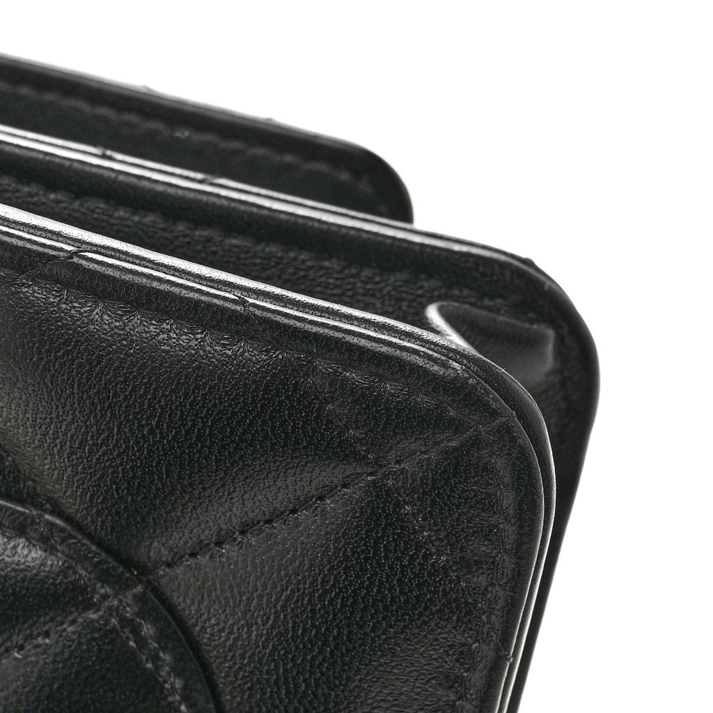 Lambskin Quilted Logo WOC Wallet On Chain Black wholesalehk.shop