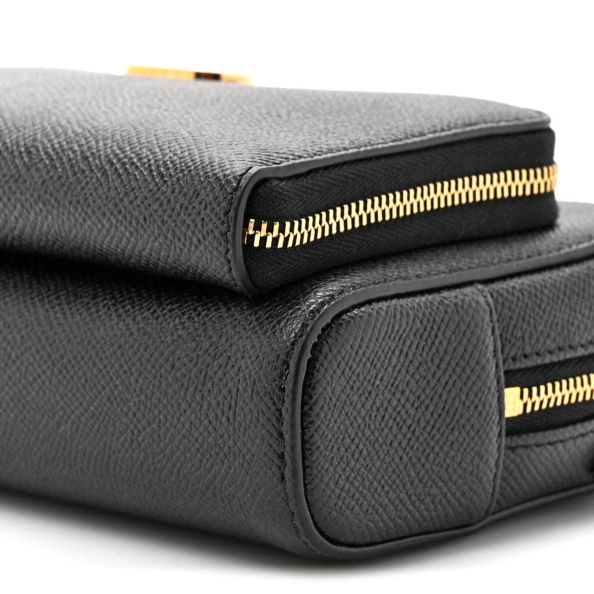 Grained Calfskin Caro Double Pouch Black wholesalehk.shop