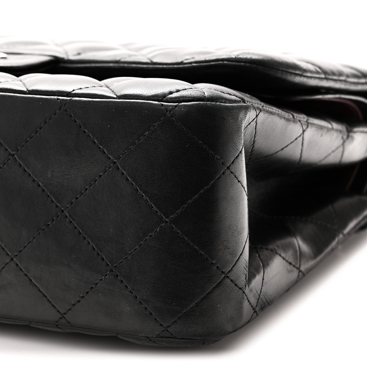 Lambskin Quilted Jumbo Double Flap Black wholesalehk.shop
