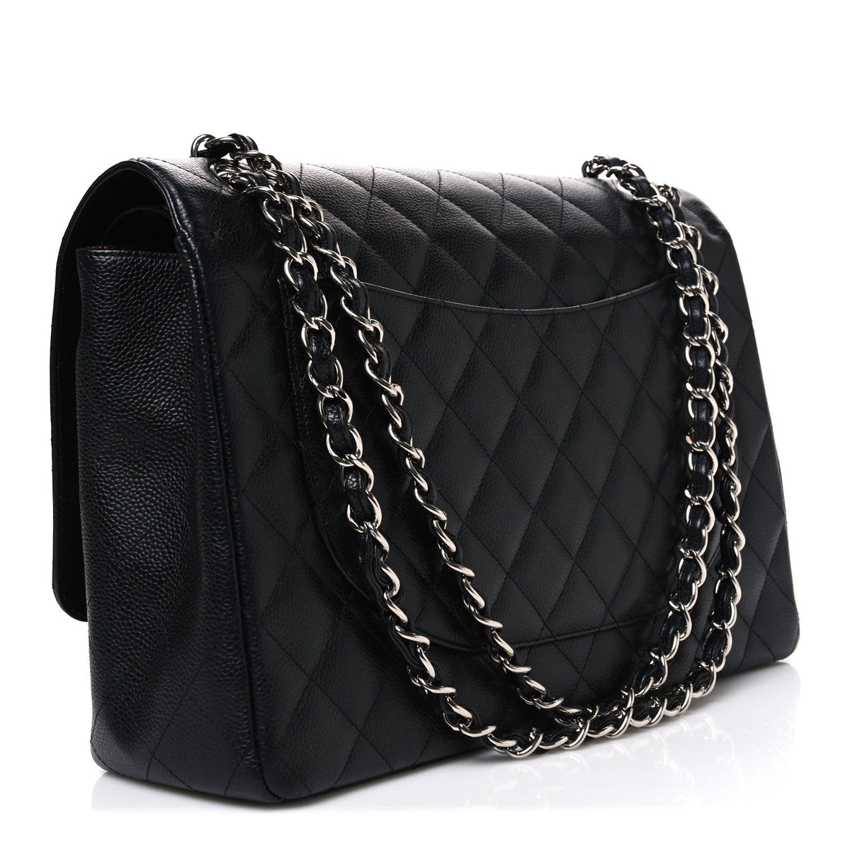 Caviar Quilted Maxi Double Flap Black wholesalehk.shop