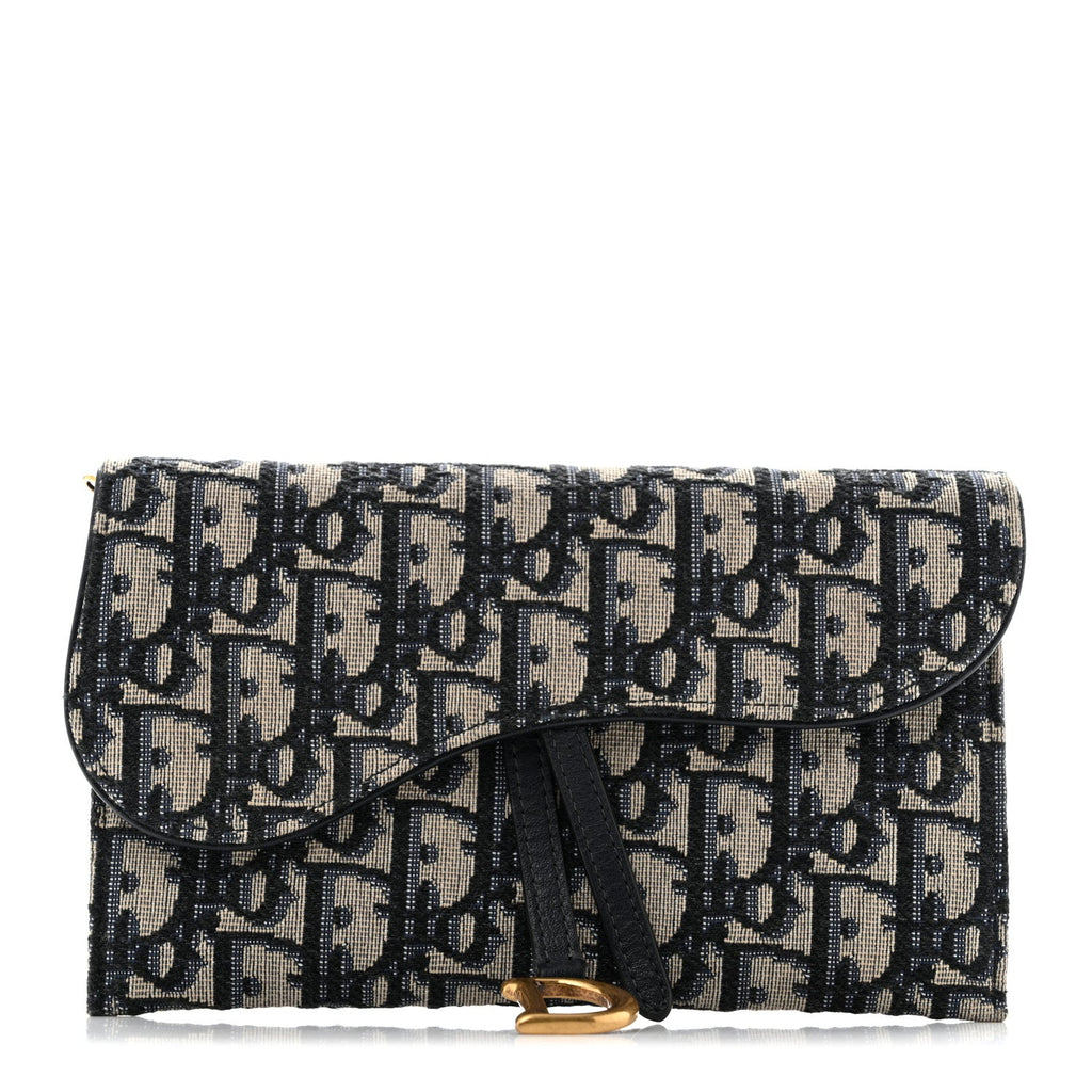 Oblique Saddle Chain Long Wallet Blue wholesalehk.shop