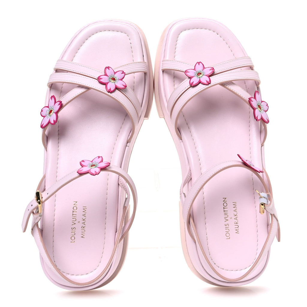 LV X TM Cherry Blossom Calfskin Maya Flatform Sandals 40 Light Pink £¨ Direct shipment via from wholesalehk.shop