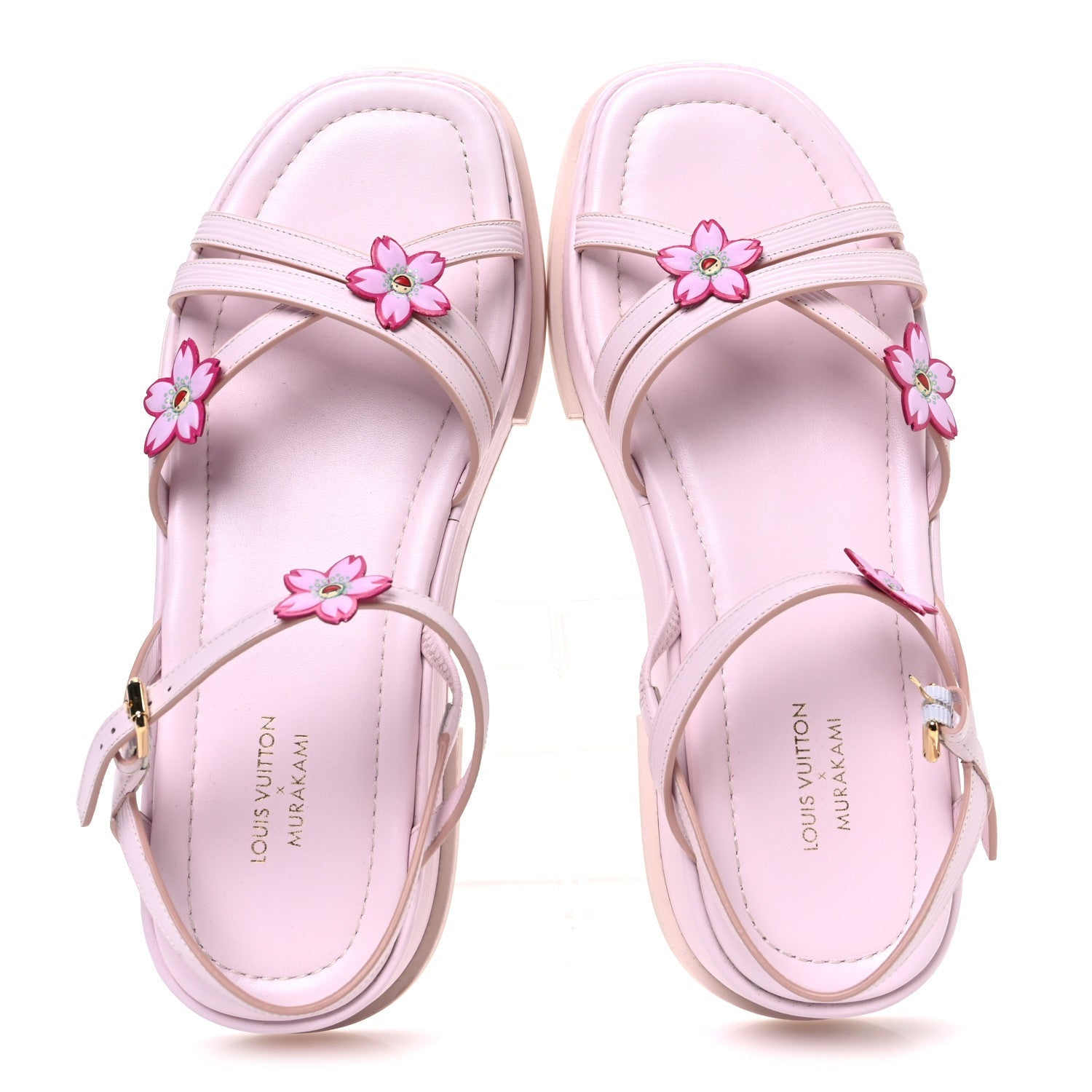 LV X TM Cherry Blossom Calfskin Maya Flatform Sandals 40 Light Pink £¨ Direct shipment via from wholesalehk.shop