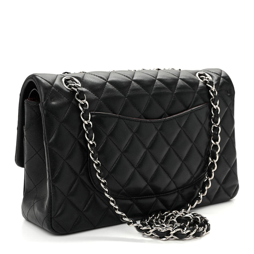 Lambskin Quilted Medium Double Flap  Black wholesalehk.shop