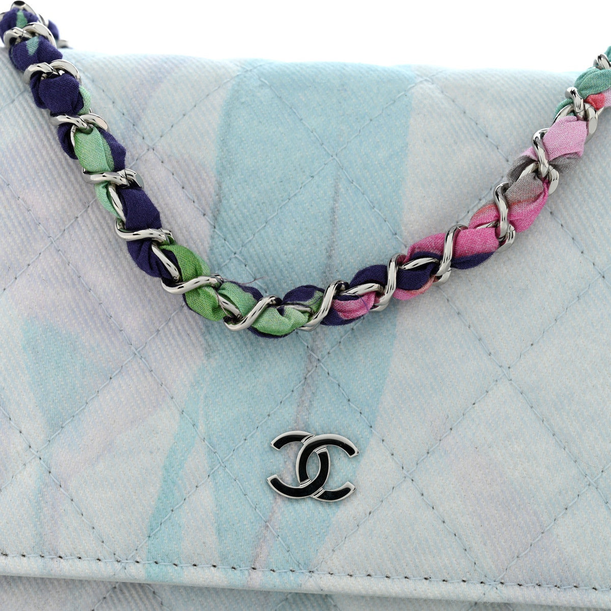 Canvas Quilted Jungle Jeans Wallet on Chain WOC Multicolor wholesalehk.shop