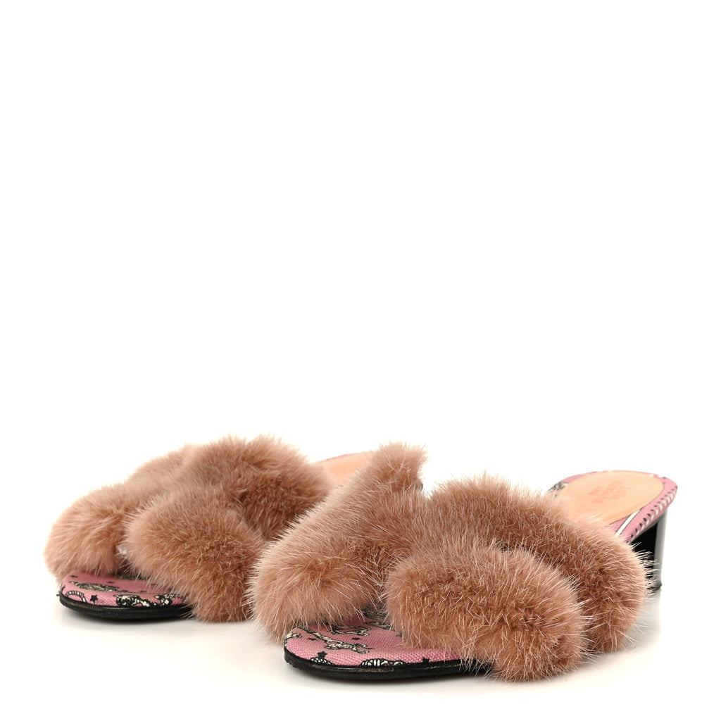 Mink Fur Oasis Sandals 35 Granit Pink wholesalehk.shop
