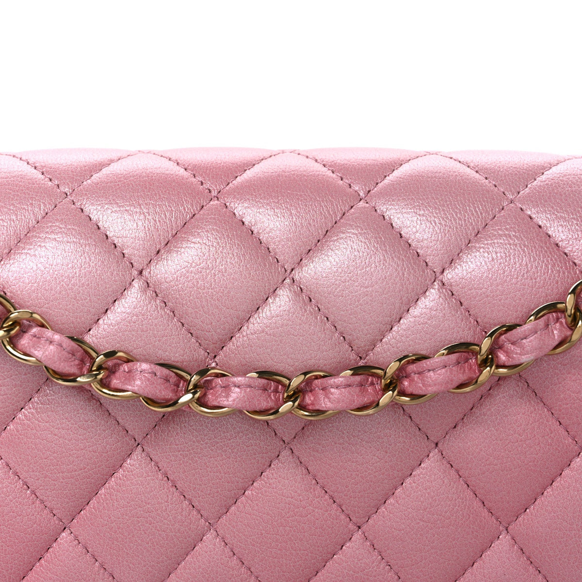 Iridescent Caviar Quilted Medium Double Flap Rose Pink wholesalehk.shop