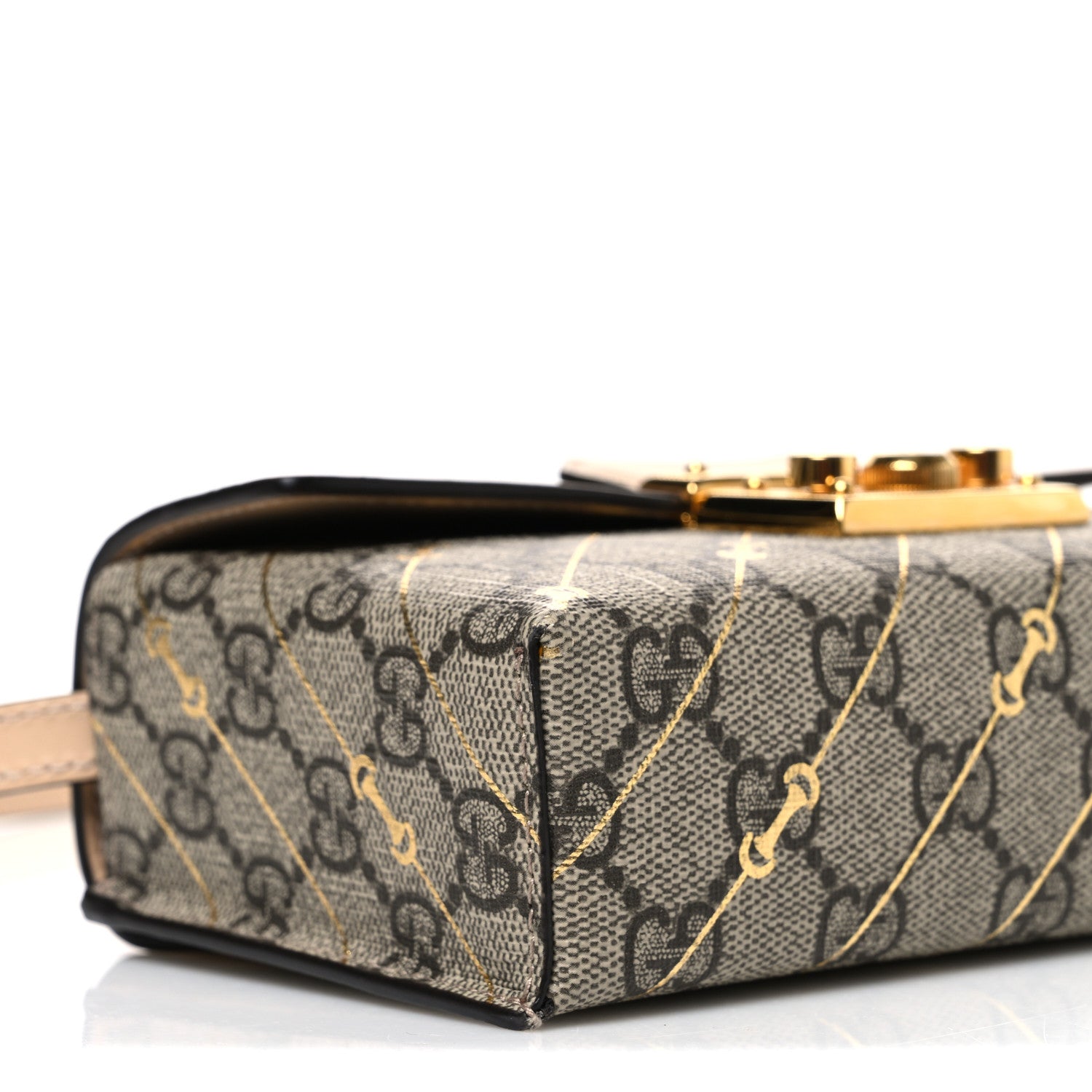GG Supreme Monogram Calfskin Horsebit Print Mini Padlock Top Handle Shoulder Bag Beige Ebony Light Pink £¨ Direct shipment via from wholesalehk.shop