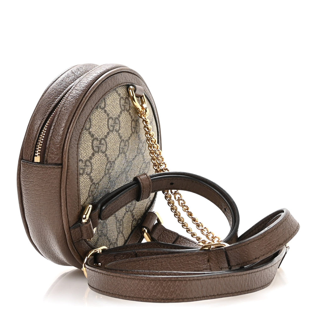 GG Supreme Monogram Web Mini Ophidia Round Backpack Brown wholesalehk.shop