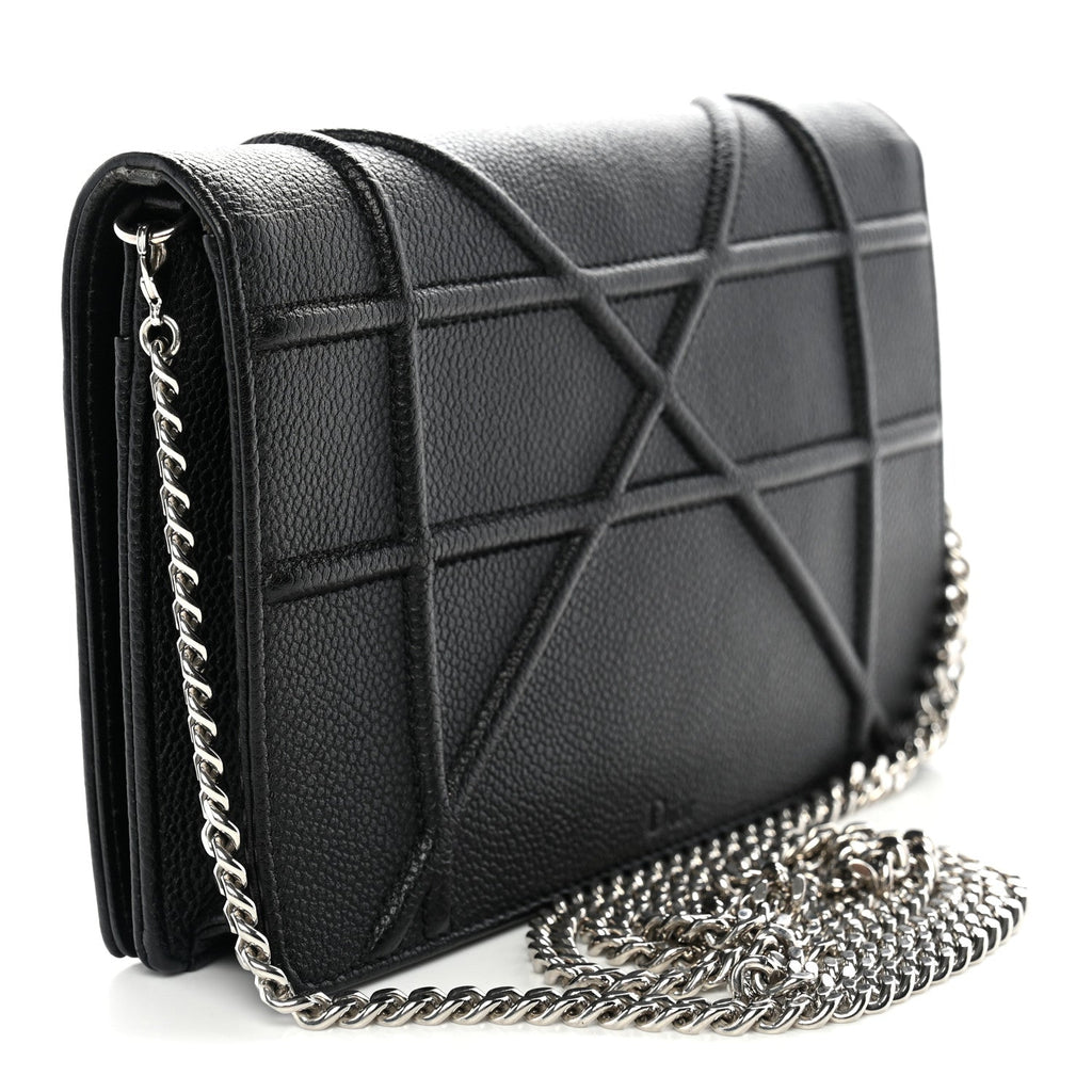 Grained Calfskin Diorama Wallet on Chain Pouch Black ¡§ Direct shipment via from wholesalehk.shop