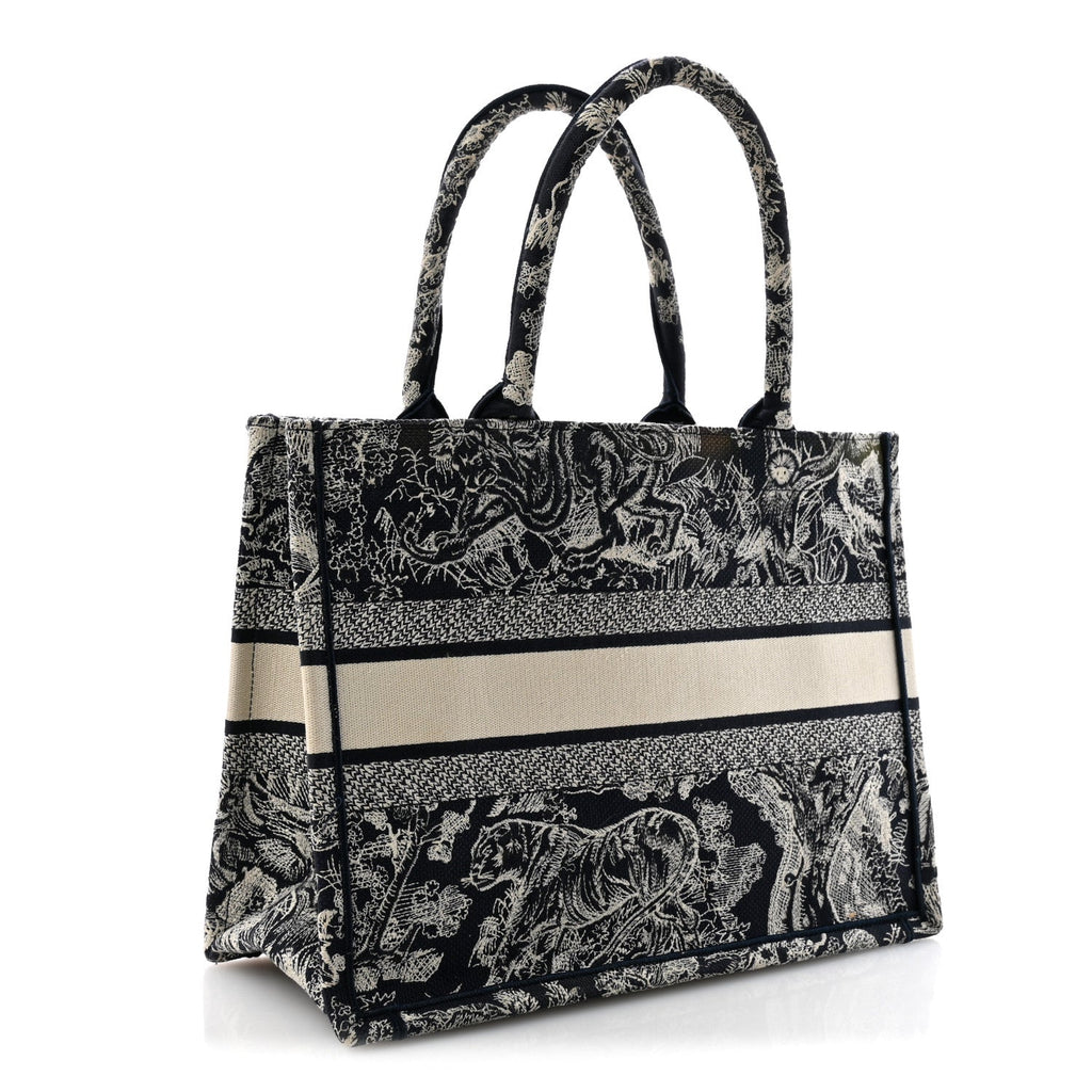 Canvas Embroidered Medium Toile De Jouy Reverse Book Tote Blue £¨ Direct shipment via from wholesalehk.shop