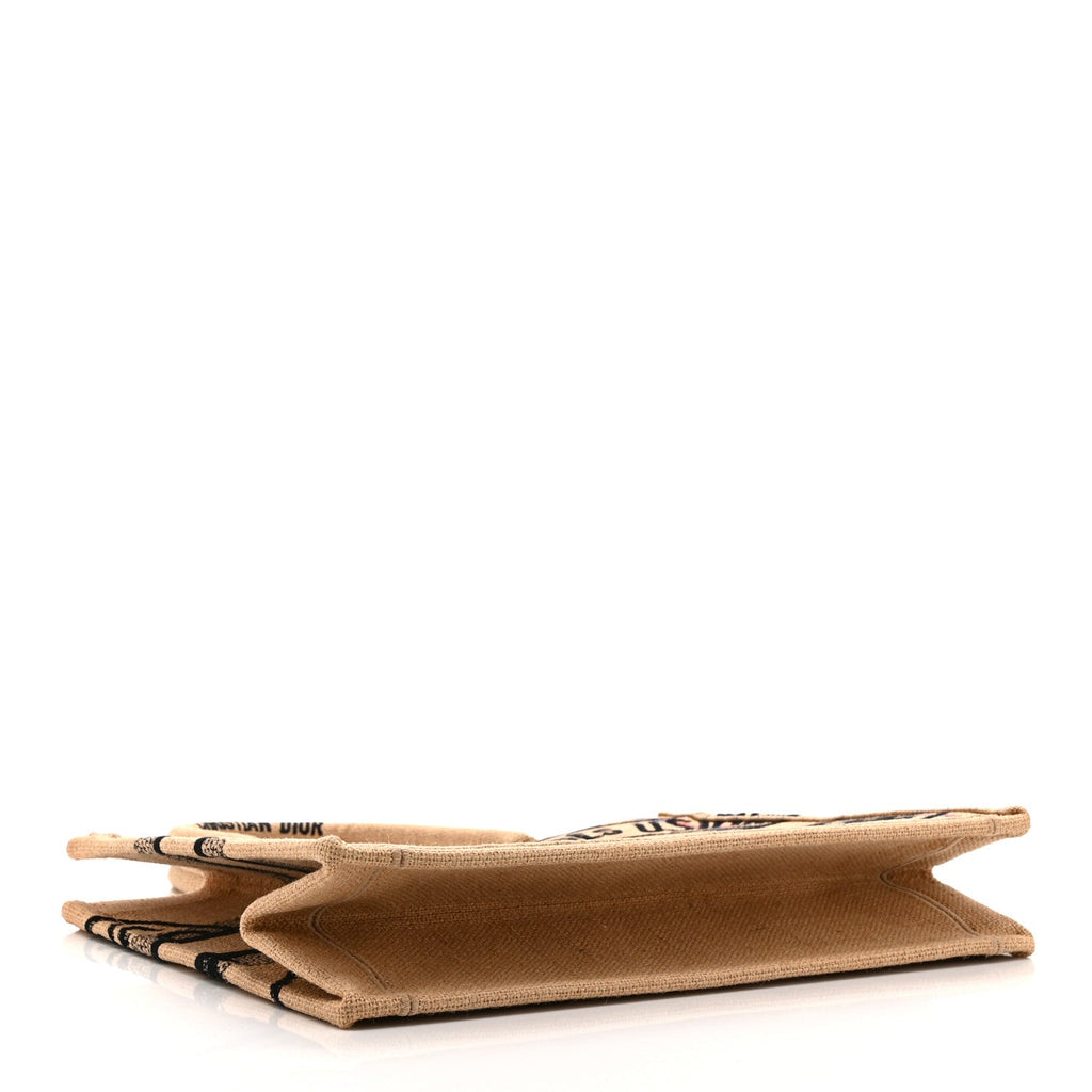 Canvas Jute Embroidered Medium Book Tote Black Beige £¨ Direct shipment via from wholesalehk.shop