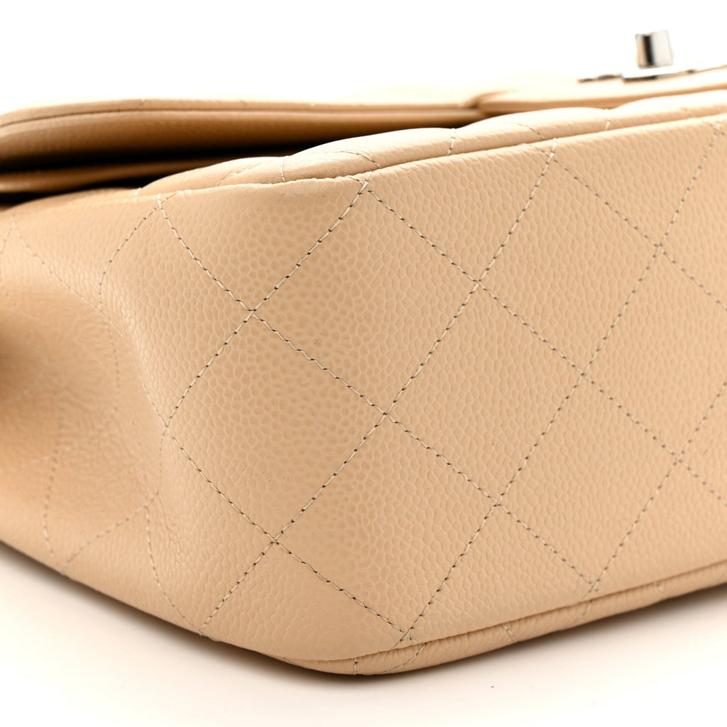 Caviar Quilted Jumbo Double Flap Light Beige wholesalehk.shop
