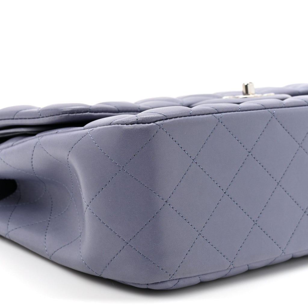 Lambskin Quilted Jumbo Double Flap Light Purple wholesalehk.shop
