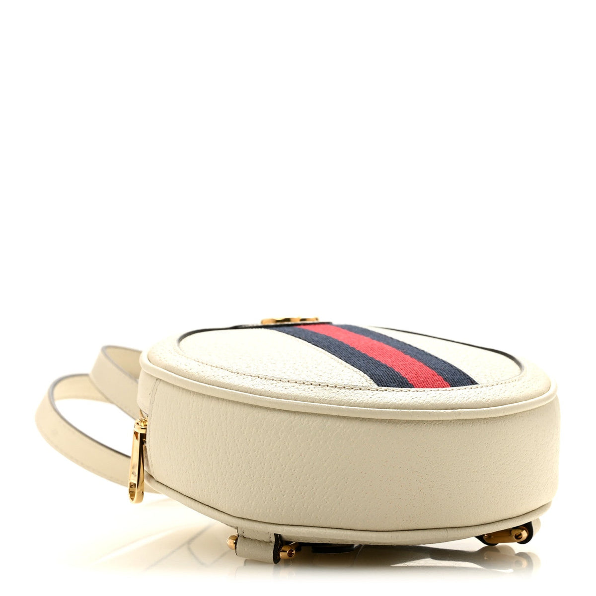 Textured Calfskin Web Mini Ophidia Round Backpack Mystic White wholesalehk.shop