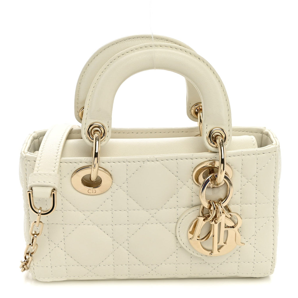 Lambskin Cannage Micro Lady D-Joy Latte wholesalehk.shop