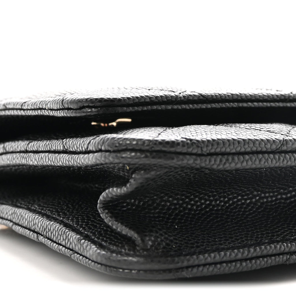 Caviar Quilted Medallion Wallet on Chain WOC Black wholesalehk.shop
