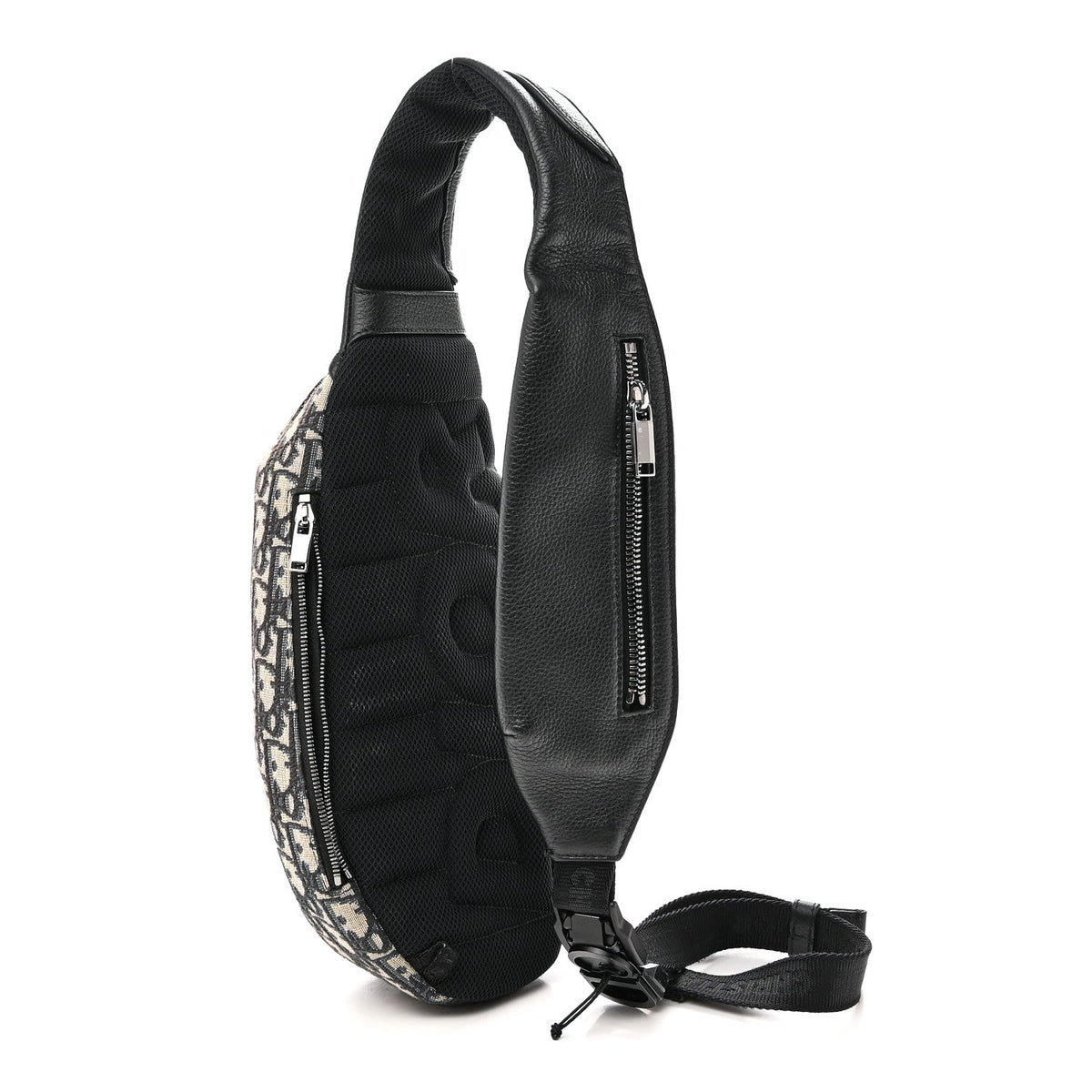 Grained Calfskin Oblique Scarab Sling Bag Blue Black wholesalehk.shop