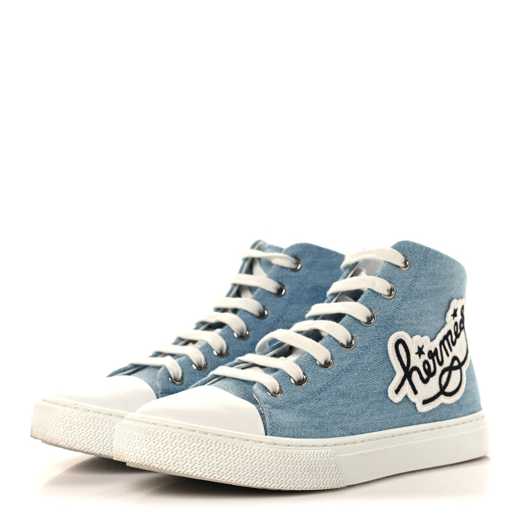 Denim Illico High Top Sneakers 35 Bleu Clair White wholesalehk.shop