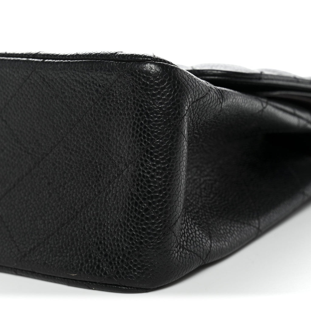 Caviar Quilted Jumbo Double Flap Black wholesalehk.shop