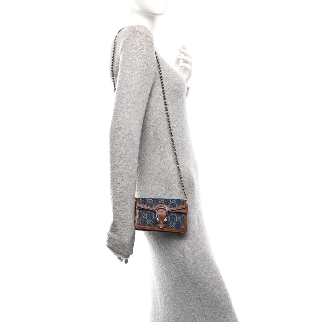 New Denim GG Monogram Dollar Calfskin Enamel Super Mini Dionysus Shoulder Bag Blue Tea Cuir Epilog Electric Blue wholesalehk.shop