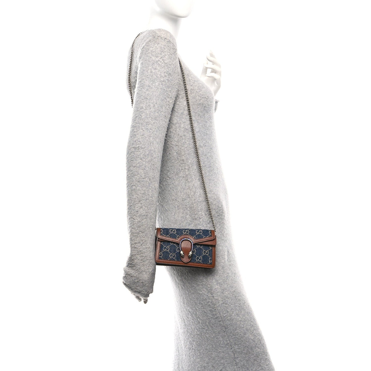 New Denim GG Monogram Dollar Calfskin Enamel Super Mini Dionysus Shoulder Bag Blue Tea Cuir Epilog Electric Blue wholesalehk.shop