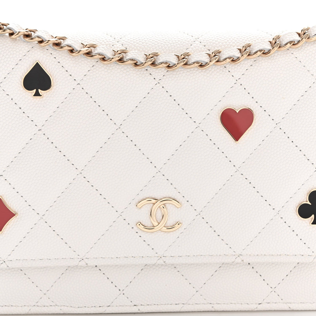 Caviar Quilted Enamel Coco Casino Wallet On Chain WOC White wholesalehk.shop