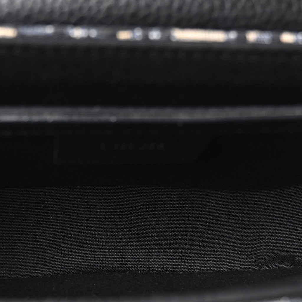 Grained Calfskin Oblique Mini Saddle Messenger Bag With Flap Beige Black wholesalehk.shop