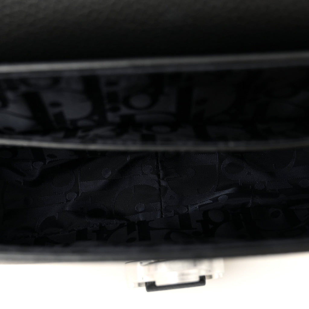 Grained Calfskin Saddle Messenger Bag With Strap Black wholesalehk.shop