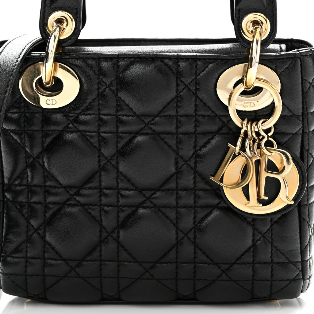Lambskin Cannage Mini Lady Dior Black wholesalehk.shop