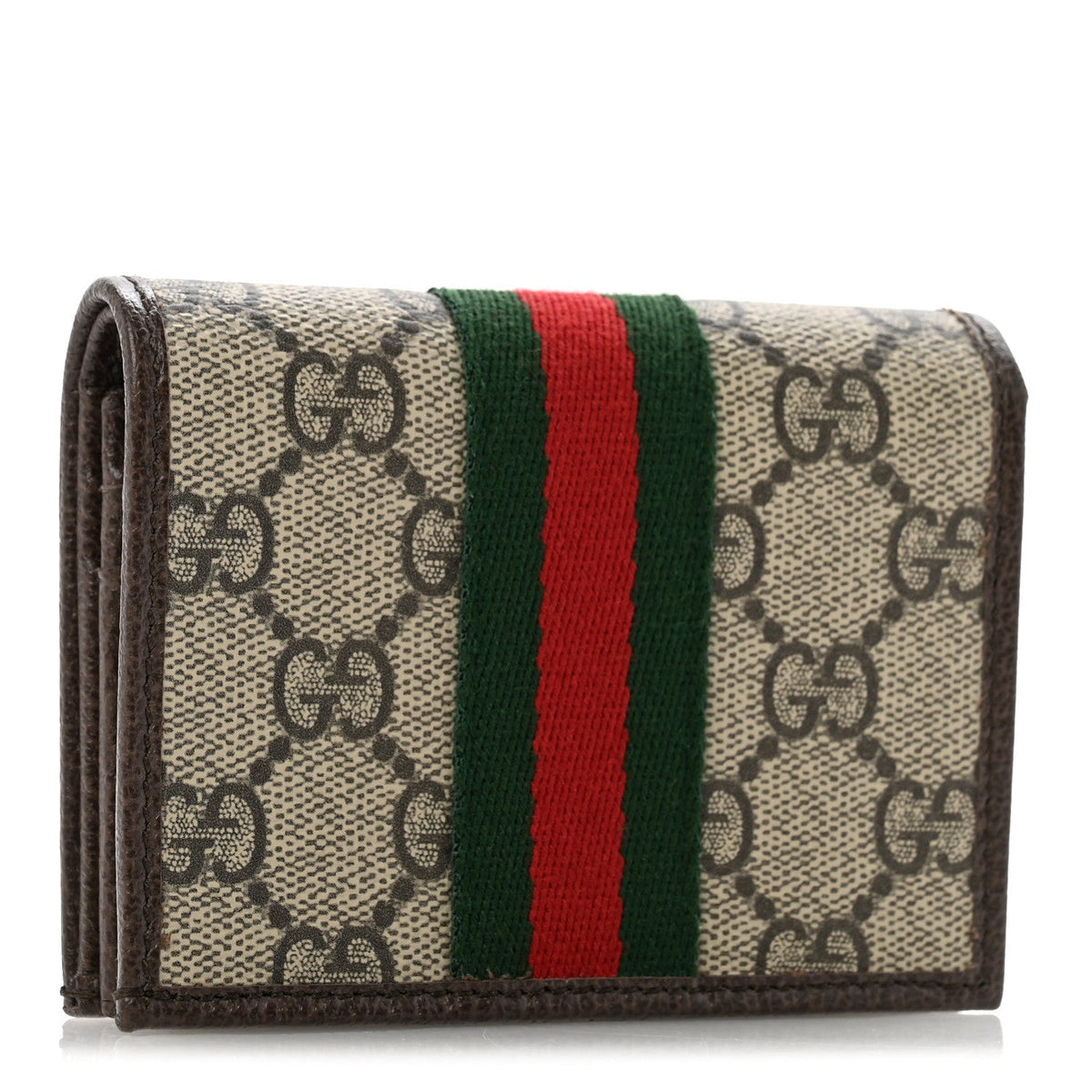 GG Supreme Monogram Web Ophidia Small Wallet Beige Dark Brown wholesalehk.shop