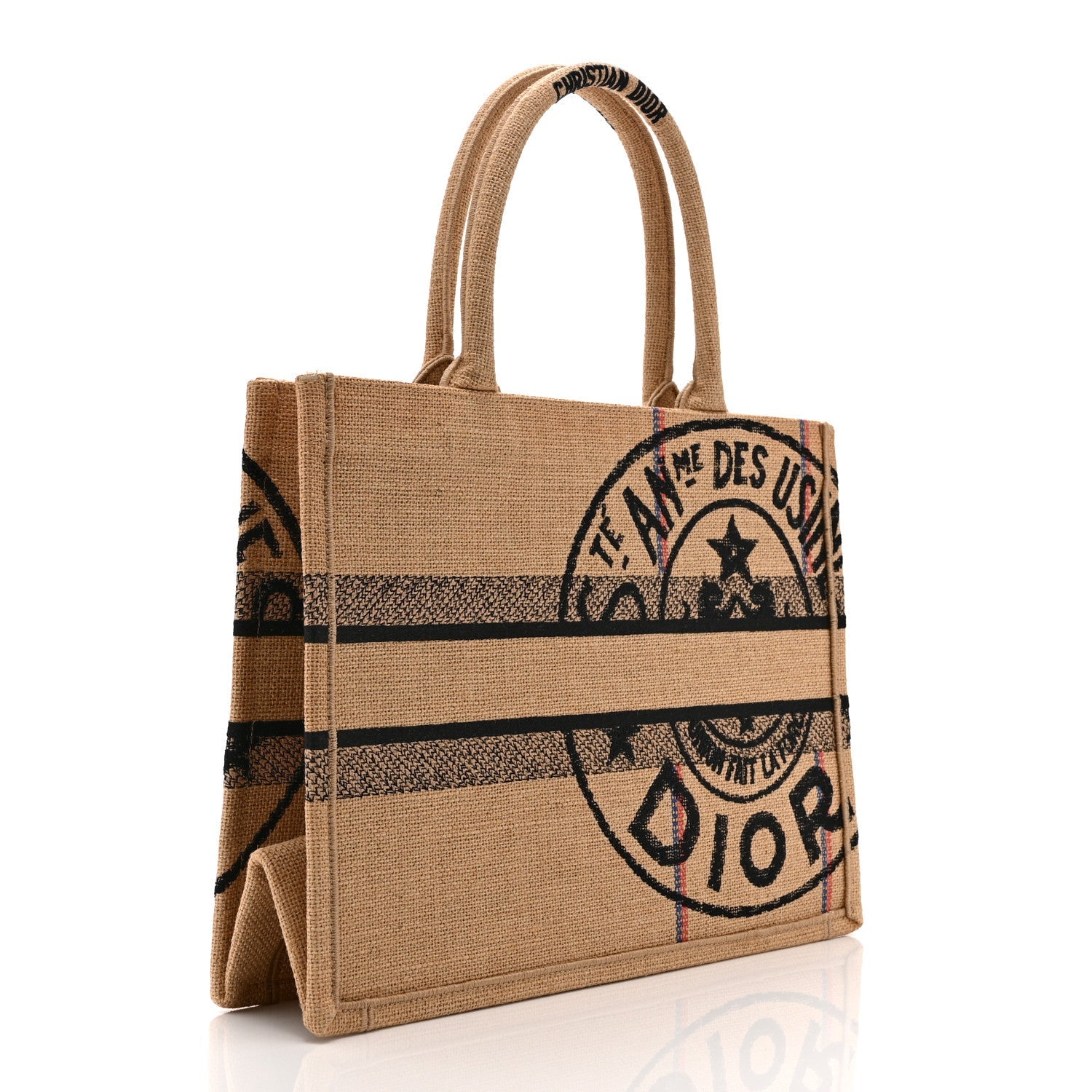 Canvas Jute Embroidered Medium Book Tote Black Beige £¨ Direct shipment via from wholesalehk.shop