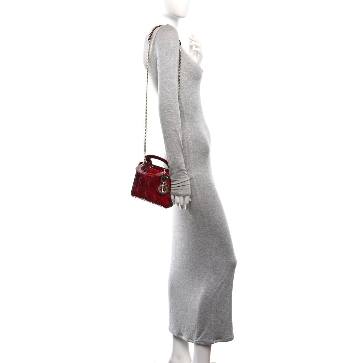 Patent Cannage Mini Lady Dior Red wholesalehk.shop