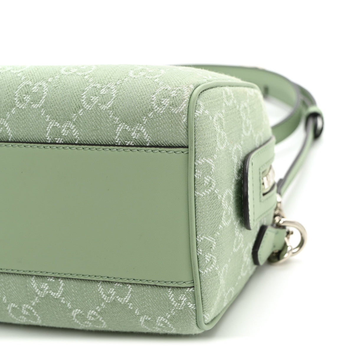 Denim GG Monogram Calfskin Mini Ophidia Top Handle Bag Pale Green wholesalehk.shop